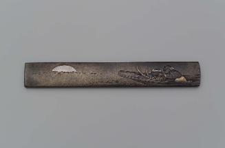 Kozuka with design of fisherman with a basket of clams