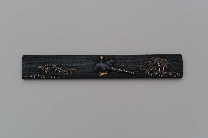 Kozuka with design of pheasant and sasa grass
