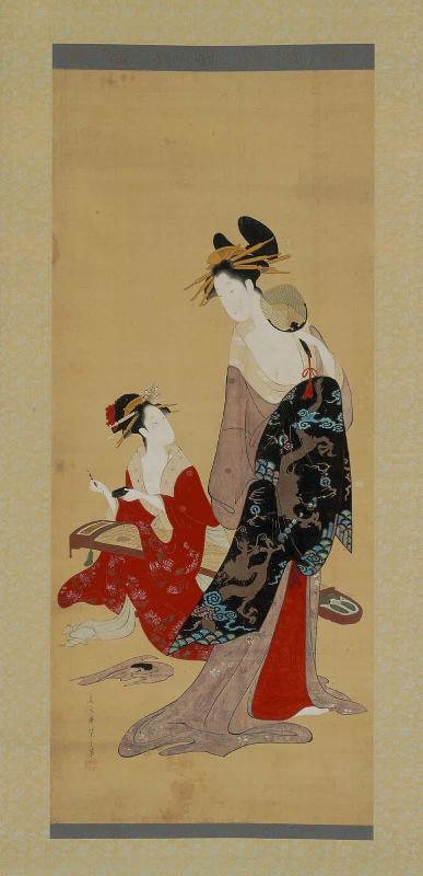 Courtesan with Teenage Apprentice Enjoying the Cool