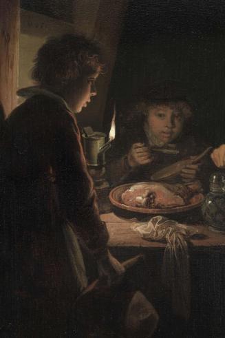 Old Woman Cutting Bread