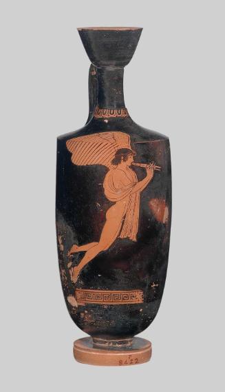 Oil flask (lekythos) with Eros playing double flute