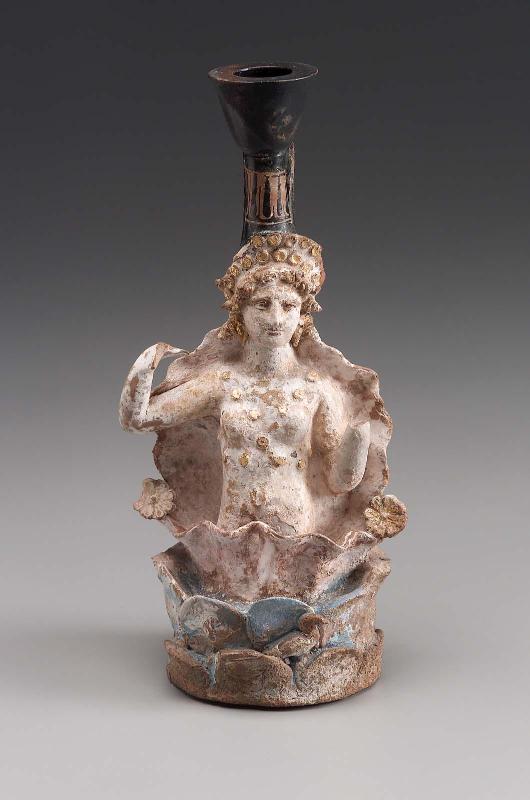 Oil flask (lekythos) in the form of Aphrodite at her birth