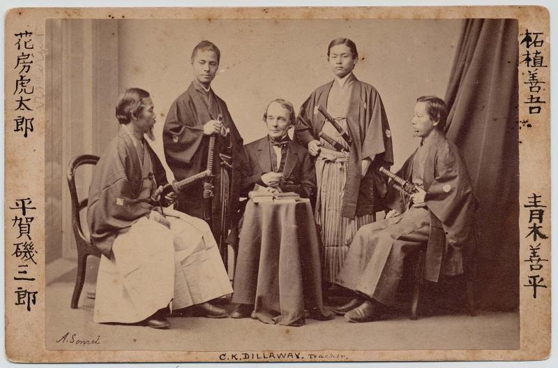 Portrait of C. K. Dillaway with Hanafusa Kotarô, Hiraga Isosaburô, Tsuge Zengo, and Aoki Zenpei