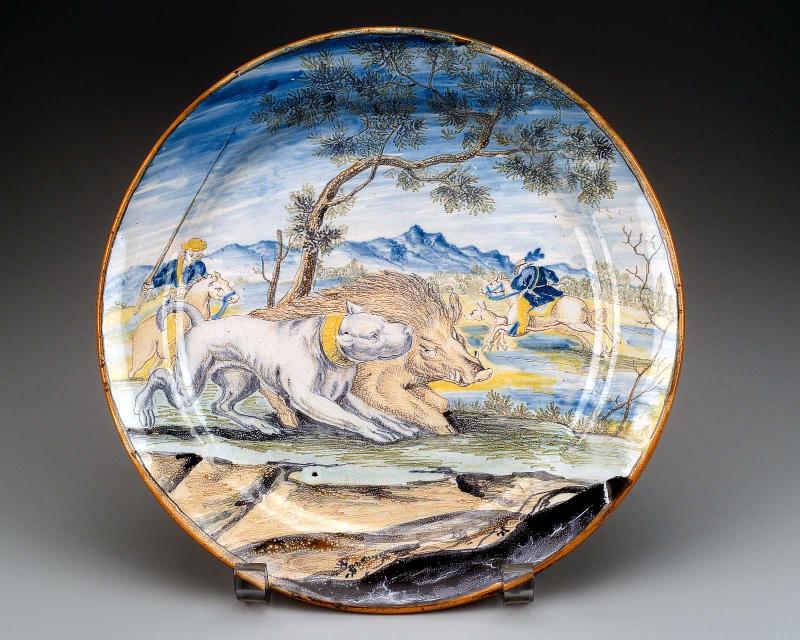 Plate with hunting scene