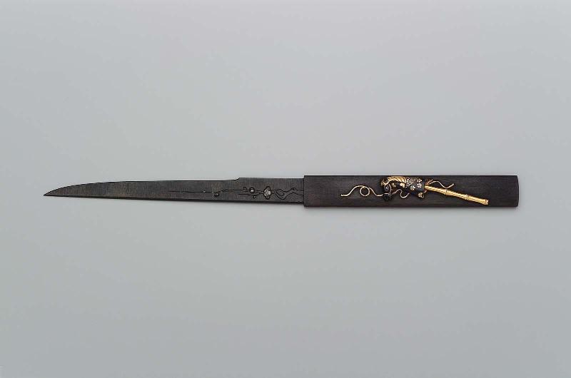 Kozuka blade with inlay of a branch of plum