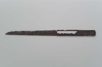 Kozuka and blade with landscape and dragon designs
