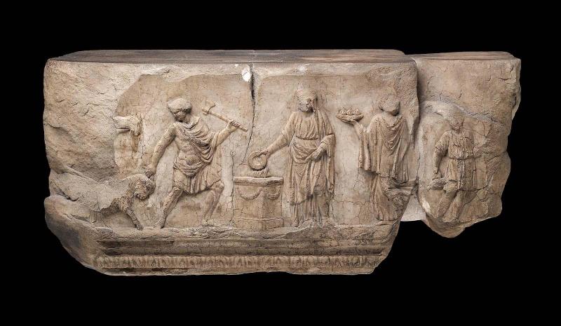 Sacrifice of a goat at an altar