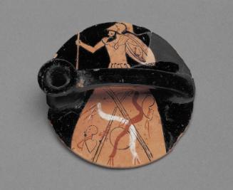 Fragment of a flask (askos) depicting a burial mound