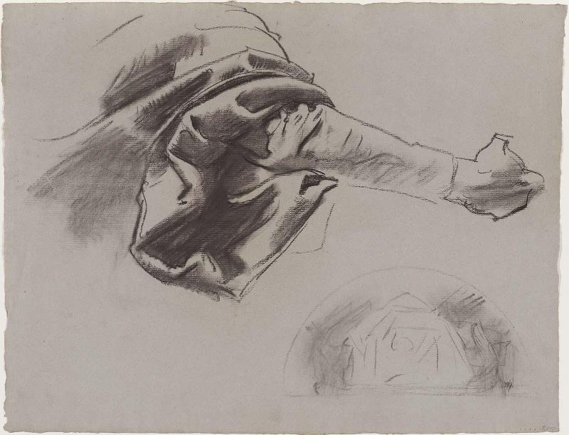 Sketch for Law - Drapery and Arm - Boston Public Library Murals