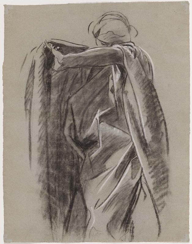 Double-sided Drawing for Boston Public Library Murals
a.(Recto): Sorrowing Figure (Mourning Angel)
b.(Verso): Boy and Hand of Israel