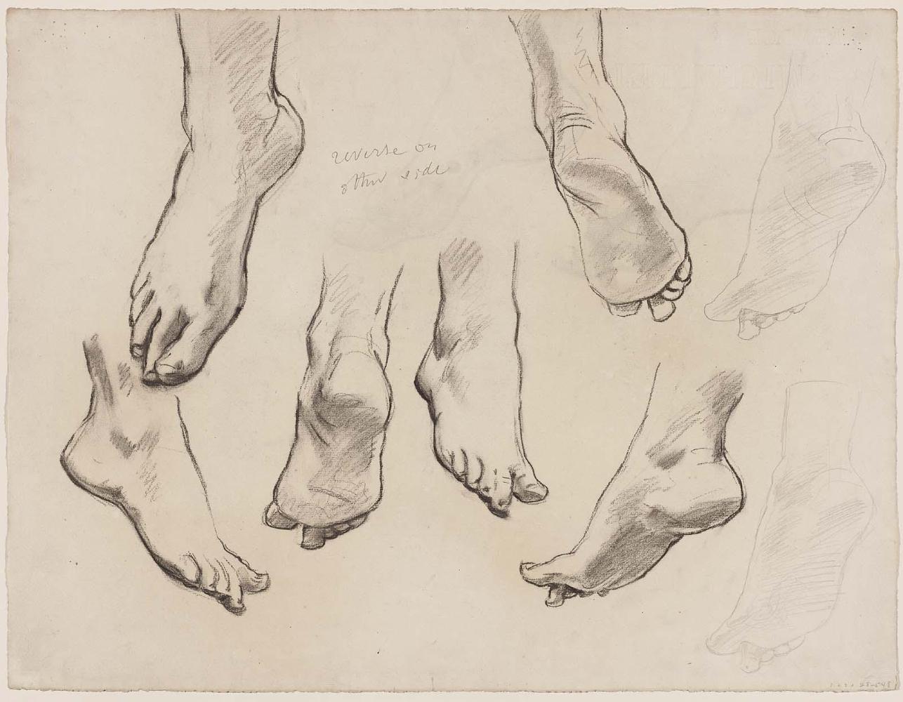 Double-sided Drawing for Boston Public Library Murals
a.(Recto): Sketch for Heaven - Feet
b.(Verso): Sketch for Heaven - Feet