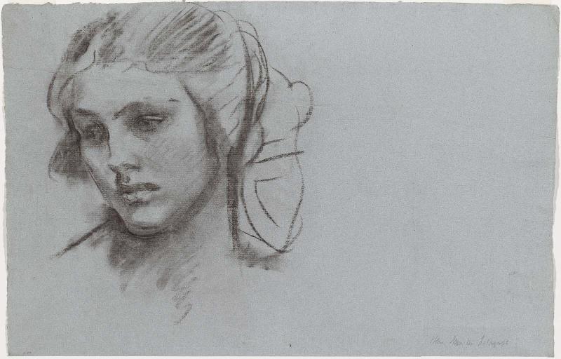 BPL—Israel and the Law lunette. Head Study for a Warrior Angel (Beatrice Stewart)