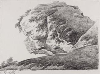 Study of a Rock Outcropping  (with bushes at left)