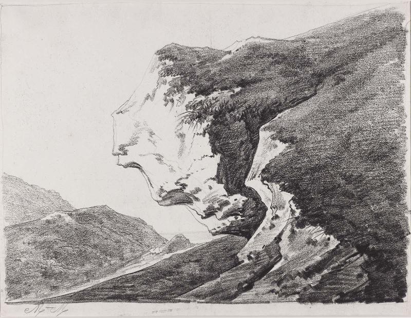 Study of a Rock Outcropping (with hills at left)