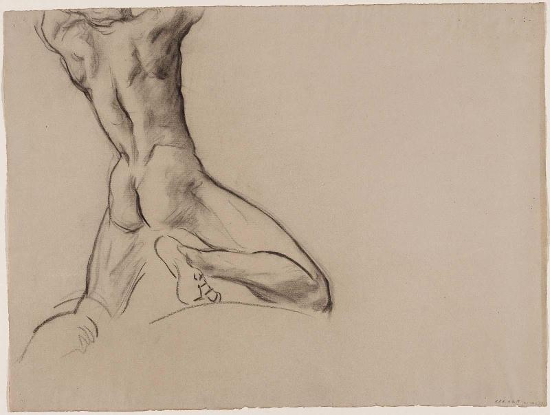 Sketch for Cartouche over Ganymede - Youth Kneeling - (MFA Rotunda)