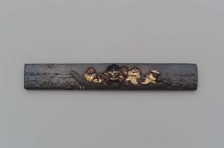 Kozuka with design of farmers and a packhorse in a ferry-boat