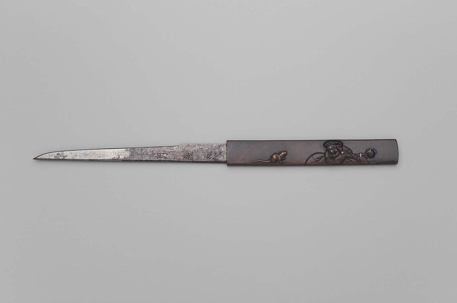 Kozuka with design of Daikoku and a rat