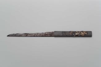 Kozuka with design of Ono no Komachi with attendant holding umbrella