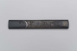 Kozuka with design of a priest with a sacred jewel and squirrel by a temple lantern