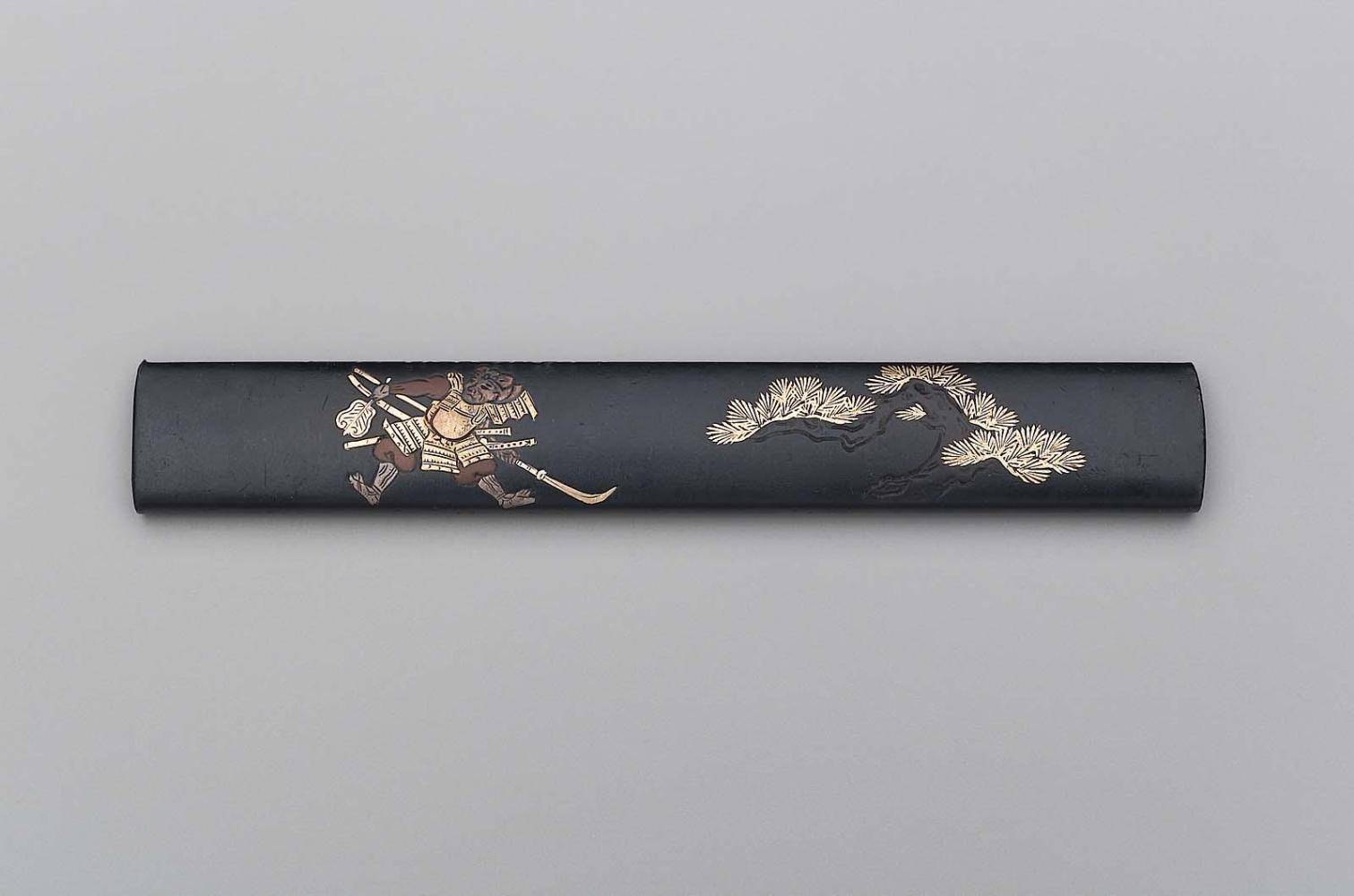 Kozuka with design of samurai and pine tree