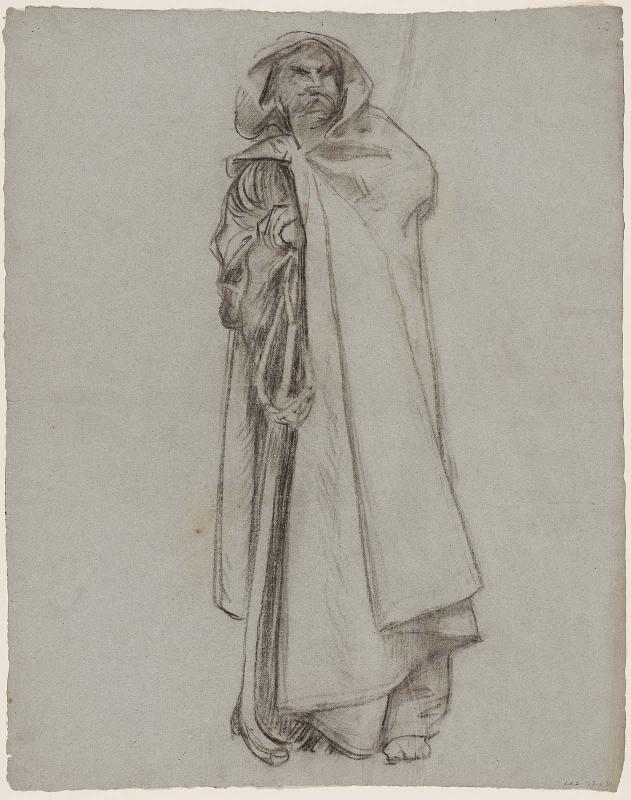 Double-sided Drawing for Boston Public Library Murals - Frieze of Prophets
a. (Recto) Amos with Staff and Rope
b. (Verso) Draped Standing Male Figure Grasping (?)