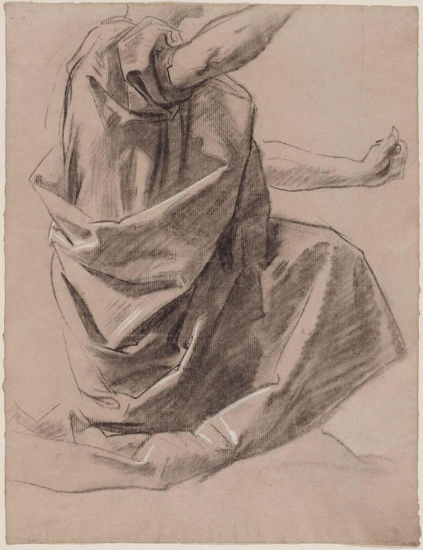 Sketch for the Joyful Mysteries, The Annunciation - The Angel Gabriel - Boston Public Library Murals