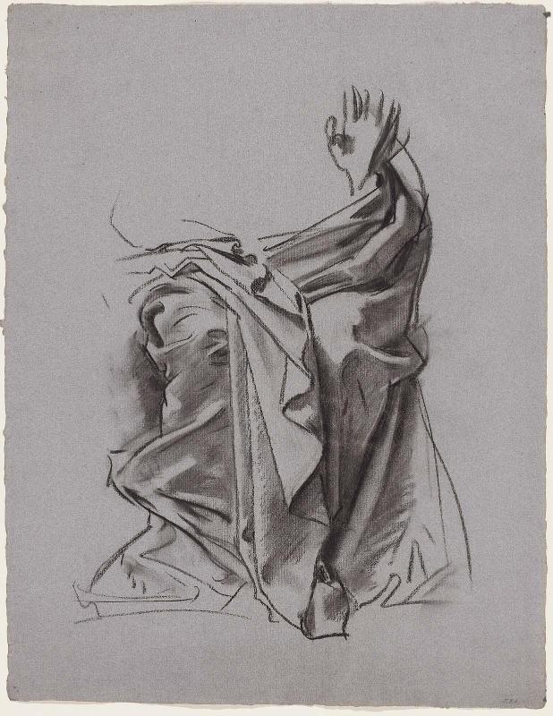 Sketch for the Joyful Mysteries, the Mother of God - Draped Figure - Boston Public Library Mural