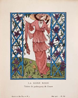 "La Robe Rose - Toilette de garden-party de Doucet," plate VII from Gazette du Bon Ton, Volume 2, No. 7