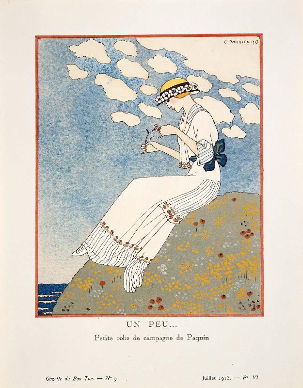 "Un Peu... - Petite robe de campagne de Paquin," plate VI from Gazette du Bon Ton, Volume 2, No. 9