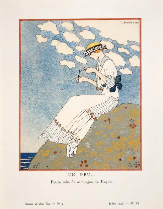 "Un Peu... - Petite robe de campagne de Paquin," plate VI from Gazette du Bon Ton, Volume 2, No. 9