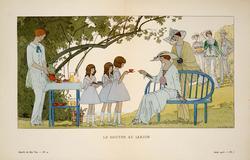 "Le Gouter au Jardin," plate I from Gazette du Bon Ton, Volume 2, No. 10