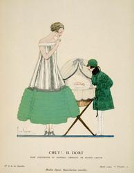 "Chut!... Il Dort - Robe d'intérieur et manteau d'enfant, de Jeanne Lanvin," plate 25 from Gazette du Bon Ton, No. 6