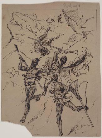 Sketch of Heathens Running with Rifles