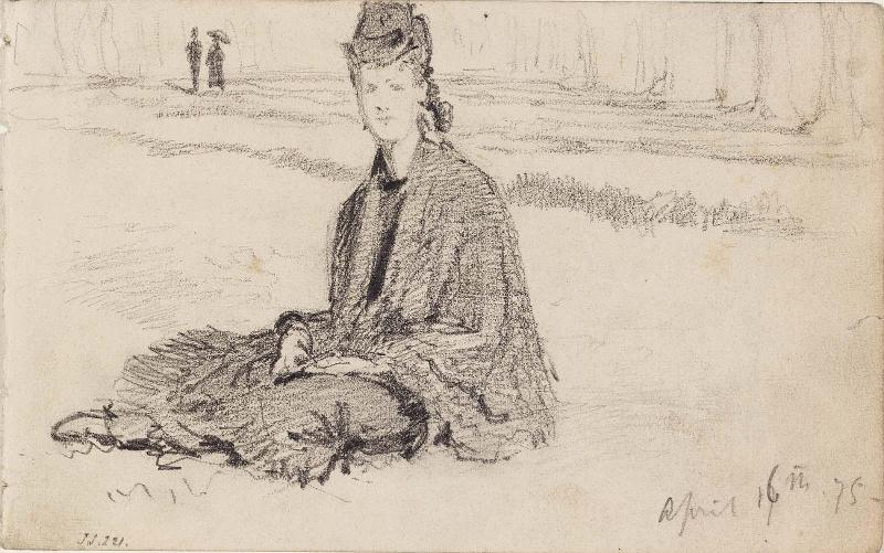 Two Sketches - a. Double-sided Drawing : (Recto) Woman Seated on the Ground, (Verso) Standing Male Figure  b. Man Working at a Table