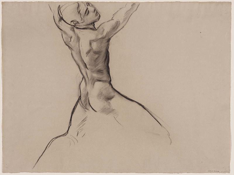 Sketch for Cartouche over Ganymede - Youth Kneeling (MFA Rotunda)