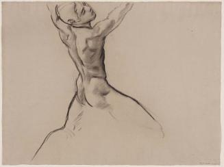 Sketch for Cartouche over Ganymede - Youth Kneeling (MFA Rotunda)