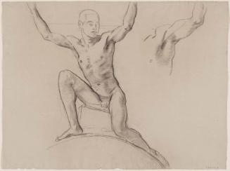 Sketch for Cartouche over Prometheus - Youth Kneeling -(MFA Rotunda)