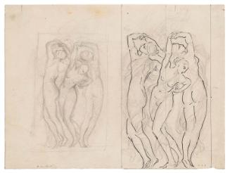 Double-sided Drawing for MFA Rotunda Murals: a. (Recto) Sketch for the Dancing Figures, b. (Verso) Sketch of an Arch