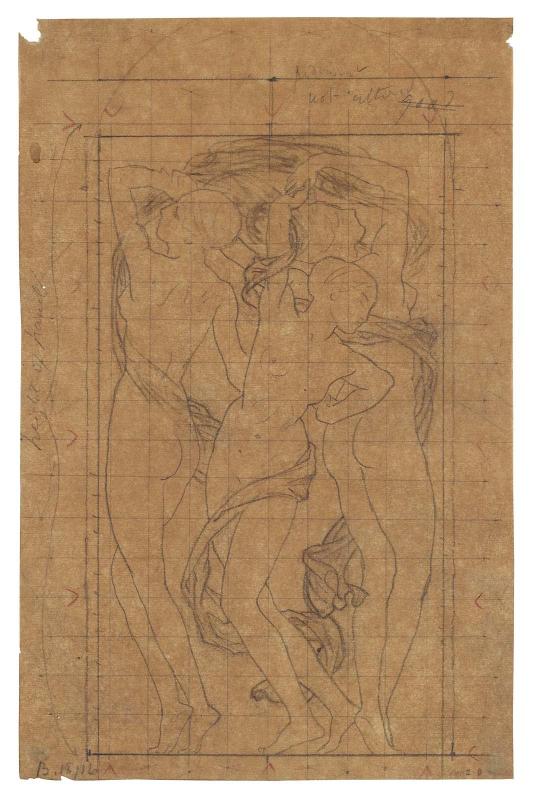 Sketch for the Dancing Figures - One Outline Study - (MFA Rotunda)