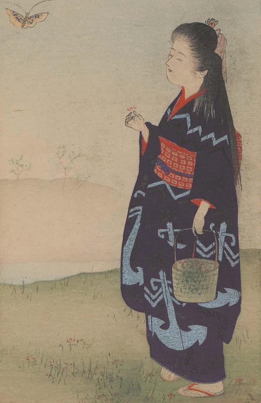 Young Girl Gathering Flowers
