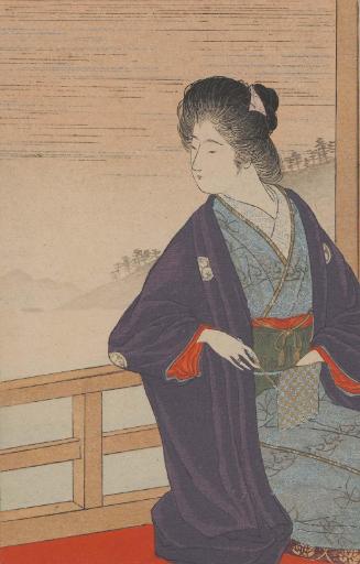 Woman in Kimono Looking out from the Window