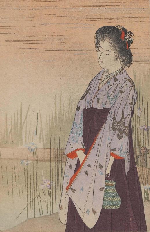 Young Woman by an Iris Pond