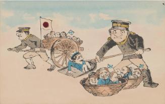 Japanese Soldiers Carrying Russian Soldiers in a Basket