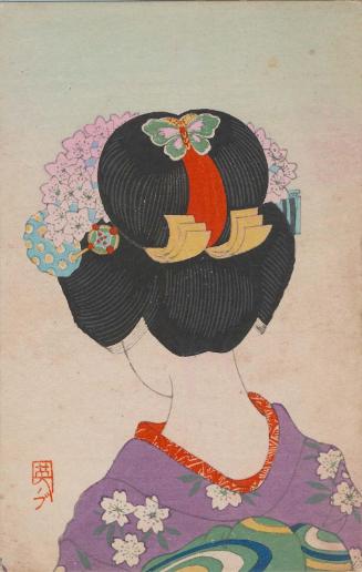 View of Maiko from the Back with Butterfly Hair Ornament (from an unidentified series)