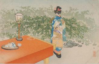 Maiko by a Garden Bench