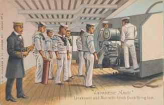 Japanese Navy; Lieutenant and Men with Six Inch Quick Firing Gun from the series 357E