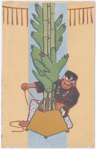 Man Setting up Kadomatsu Decoration for New Year's