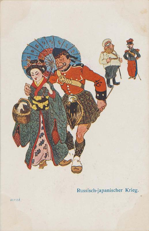 British Soldier and Japanese Geisha Running Away (from an unidentified series)