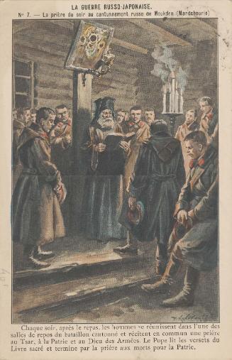 The Prayer at Night in the Russian Quarters in Mukden (Manchuria) No.7 (from an unidentified series) of Russo-Japanese War