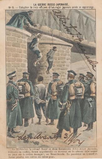 The Execution of Three Japanese Administrative Officers Captured While Spying, No.9 (from an unidentified series) of Russo-Japanese War